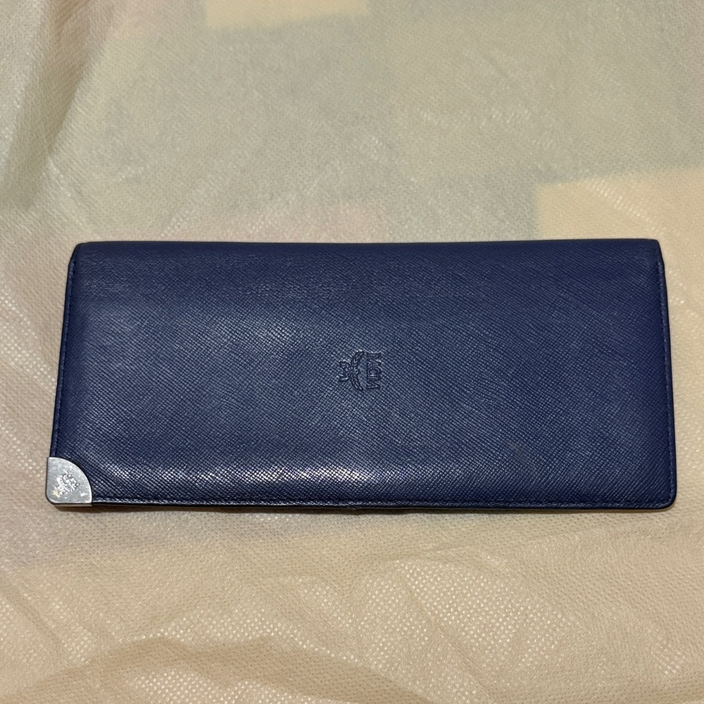 MCM Blue Textured Leather Accessory Wallet